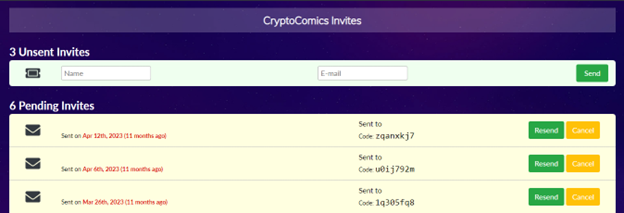 CryptoComics Invite Page