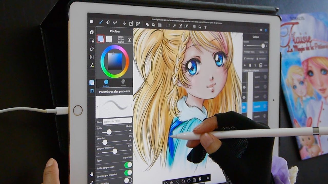 Manga Girl on iPad Pro used for Editorial Purposes only
