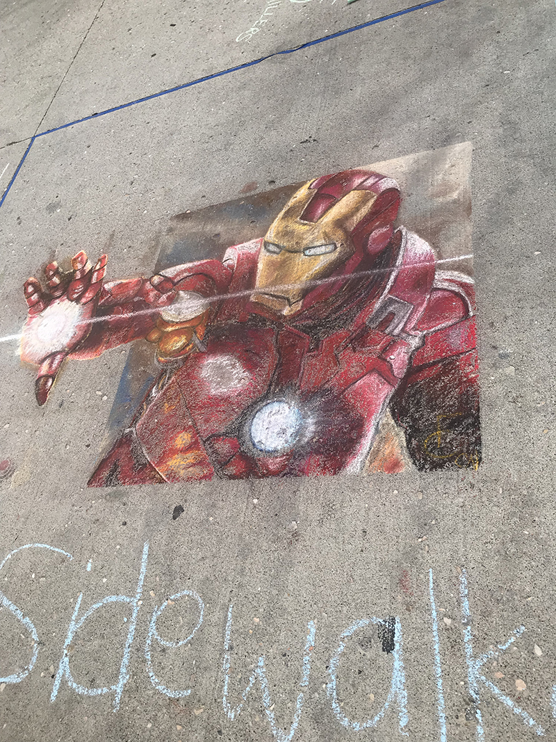 Iron Man chalk Drawing