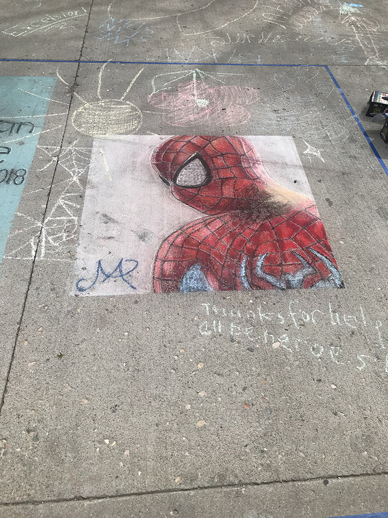 Spider-Man Chalk drawing