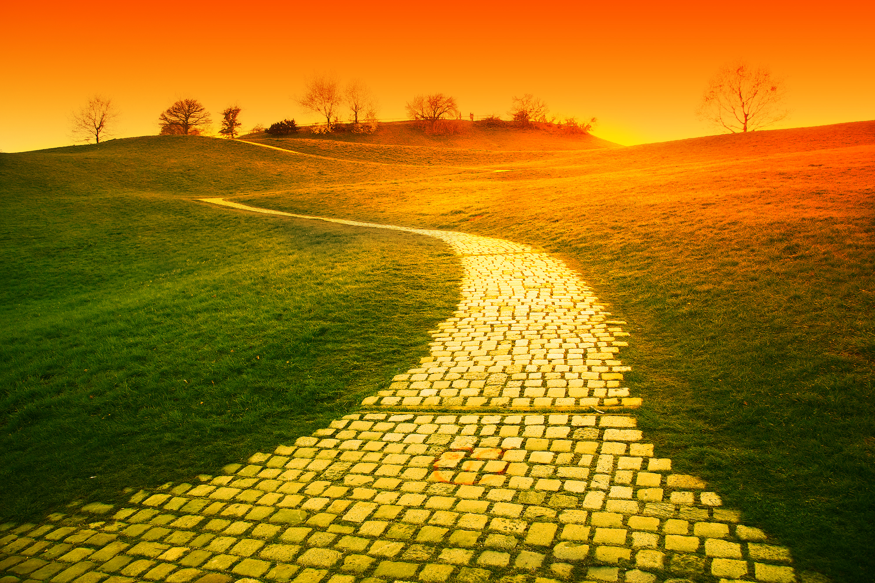 Image of the Yellow brick road used for editorial purposes only.