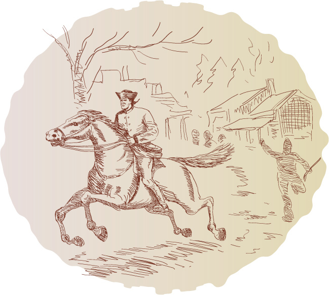 Drawing of Paul Revere used for editorial purposes only.