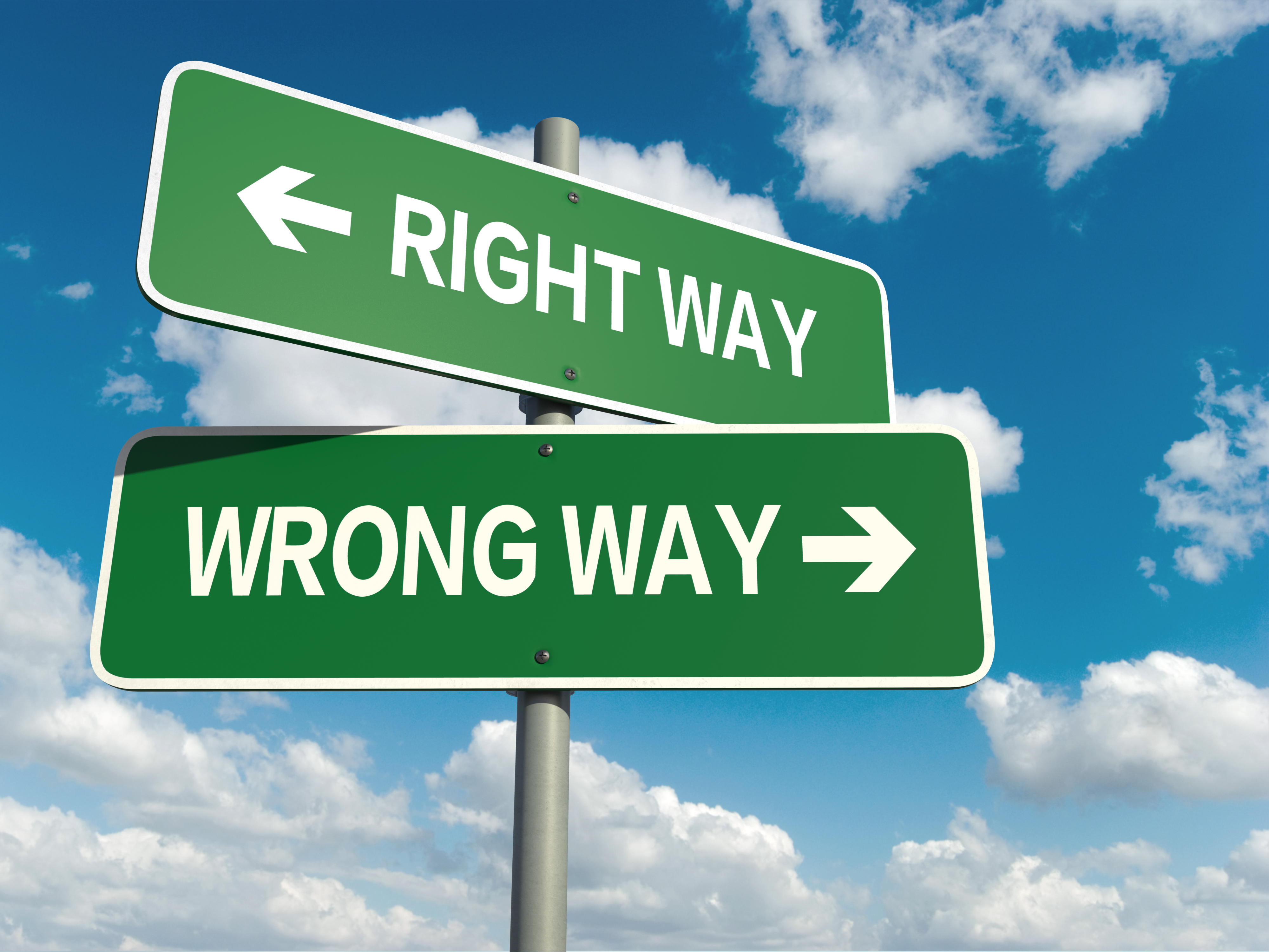 Wrong and Right way signs used for editorial purposes only
